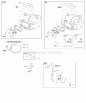 Air Cleaner Blower Housing Exhaust System Diagram and Parts List for 31P877-0608-E2  Briggs and Stratton Engine